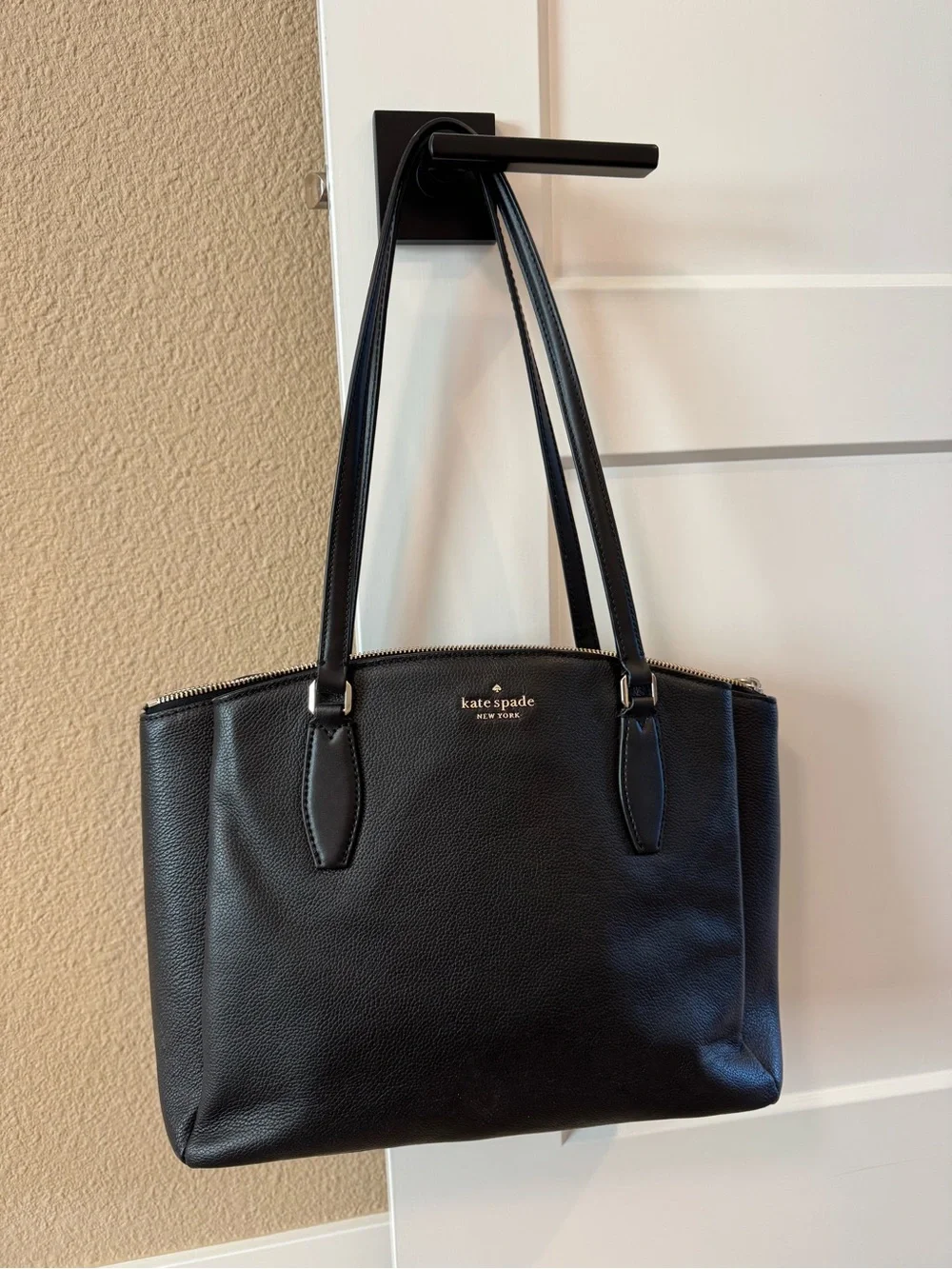 kate spade Black Pebbled Leather Double-Handle Tote